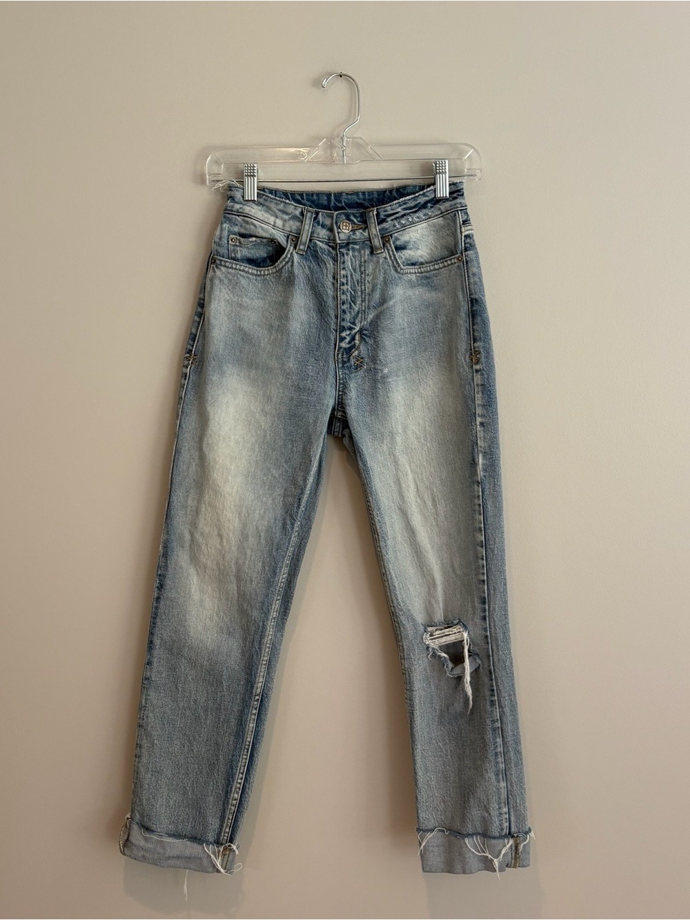 Ksubi Nine O Heavenz Sliced Light Wash Distressed High Rise Slim Jeans Size 24